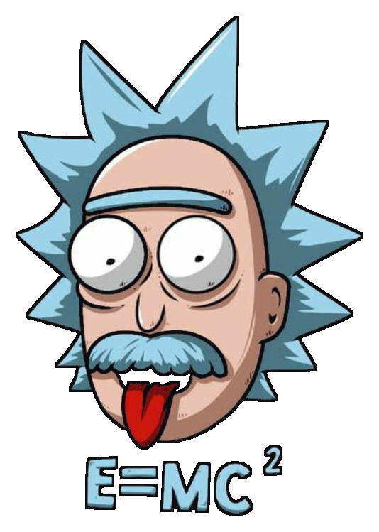 Rick Sanchez as Einstein, E equals M C squared